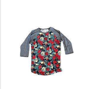 NWOT LuLaRoe Womens Medium Tropical Grey Sleeve Randy Shirt